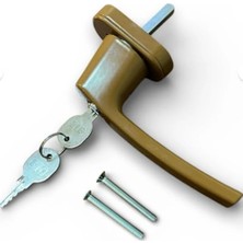 Mabeyn Anahtarlı Kilitli Pvc Pencere Kapı Kolu, Alüminyum, Kahverengi, Tekli, Anahtarlı Kilit Sistemi