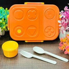 Mabeyn Beslenme Kutusu Paslanmaz Çelik - 830 ml 3 Bölmeli Renkli Desenli Çocuk Beslenme Kabı (Turuncu)