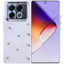 Mabeyn Infinix 40 Pro ile Uyumlu Kılıf Kabartmalı Kelebek-Kiraz-Çiçek Dizayn Şeffaf Kutup Kapak Lale