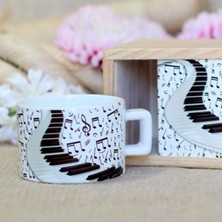 Mabeyn Giftmoda Ahşap Kutusunda Piyano Nota Tasarımlı Kupa Bardak