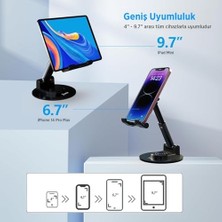 Mabeyn Juo Katlanabilir 360 Derece Dönen Masaüstü Telefon Standı Siyah