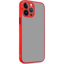 Mabeyn Ggm Giyim & Aksesuar 15 Pro Max ile Uyumlu Arka Kısmı Mat Şeffaf Yapıya Sahip Kenarları Silikon Tpu Malzemeden Üretilmiş Renkli Tuşlara Sahip Kamera Korumalı Transparan Kılıf (Kırmızı)