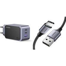 Mabeyn Premium Şarj Seti: 65W Gan Adaptör ve 1.5m Örgülü Type-C Kablo