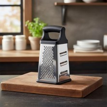 Mabeyn Deconox 4 Yüzeyli Paslanmaz Çelik Kutu Rende - Kaydırmaz Tabanlı Profesyonel Mutfak Rendesi | Peynir, Sebze ve Zencefil Rendesi (10X10X20 Cm)