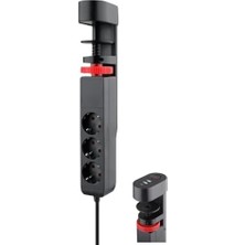 Mabeyn Akım Korumalı Priz Masa Kenarı Ayarlanabilir 3 Priz + 2 USB + 1 Type C Girişli Priz Ftr-19