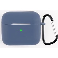 Mabeyn (5857) Lacivert 2021 Darbe Emici Çengelli Silikon Kulaklık Kılıfı 3. Nesil ile Uyumlu