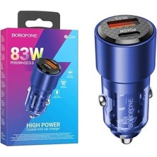 Mabeyn Araç Çakmak Şarj 83W PD65W + Qc USB 3.0 Yüksek Güç Hızlı Şarj Tablet Telefon ve Gps Şarj Edebilirsiniz Kristal Transparan Tasarım Araba Çakmak Şarj BZ20A (Lacivert)