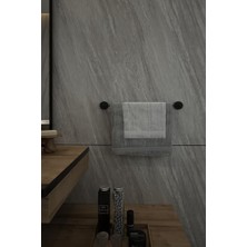 Mabeyn Siyah Uzun Havluluk Havlu Askısı Banyo Askısı 40 cm - Delmeye Son Ister Yapıştır Ister Montajla