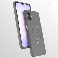 Mabeyn Undeplus Galaxy A07 ile Uyumlu Kılıf M-Safe Şarj Özellikli Standlı Silikon Samara Kapak Titanyum-Gri