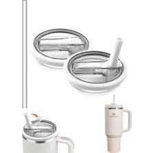 Mabeyn Yenigeldi 1 Adet Flip Pipetli Kapak – Stanley Quencher ile Uyumlu 40 Oz – Sızdırmaz Kapak + 1 Pipet – Beyaz Renk