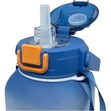 Mabeyn Vagonlife 1100ML Pipetli/pipetsiz Kullanım Sevimli Hayvanlar Desenli Kulplu Askılı Tritan Su Matara (Lacivert)