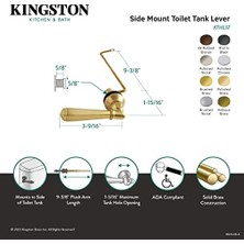 Mabeyn Kthls7 Metropolitan Yandan Montajlı Tuvalet Tankı Kolu, Fırçalanmış Pirinç