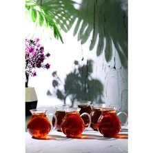 Mabeyn Arvale 6'lı Keyfi Ala Kulplu Borosilikat Çay Bardağı | Çeyiz Seti