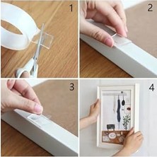 Mabeyn Çift Taraflı Bant Süper Güçlü Şeffaf Çift Taraflı Bant 2cm 3 Metre