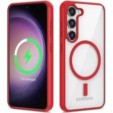 Mabeyn Galaxy S23 Uyumlu Şarj Özellikli Silikon Ege Kılıf-Kırmızı