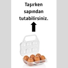 Mabeyn Saplı 6'lı Yumurta Taşıma Kutusu, Plastik Buzdolabı Için Yumurtalık Pikniklik Pratik Yumurta Taşıma Kabı (Şeffaf, 1 Adet)