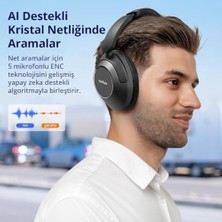 Mabeyn Earfun Wave Pro Kulak Üstü Bluetooth Kulaklık - Anc - 80 Saate Kadar Pil Ömrü - Siyah (Earfun Türkiye Garantili)