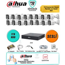 Dahua 16 Kameralı Gece Renkli Güvenlik Seti 2mp Sesli 1tb HDD 16 Kanal Xvr Ahd Kamera Sistemi
