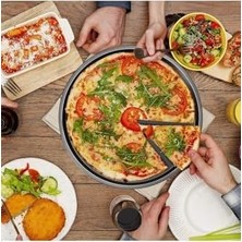 Mabeyn Cook-Lab 30-34-36 cm 3'lü Emaye Yuvarlak Siyah Pizza Fırın Tepsi Seti Siyah 30 cm
