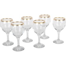 Mabeyn Lav Misket Gold Çizgili Kırmızı 6'lı Şarap Kadehi