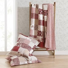 Mabeyn - Kraliçe Yorgan Seti, Ters Çevrilebilir Pamuklu Yatak Örtüleri, Kırk Yama Işi Esinlenen Ev Dekoru (Celina Patchwork Kırmızı, Kraliçe)