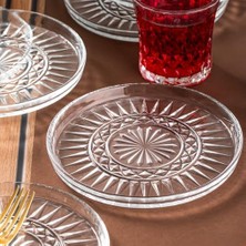 Mabeyn Porsima Milano Pasta Tabağı Dik Tabak - 6lı Cam Sunumluk Pasta Kurabiye Kek Ikram Servis Tabağı-16 cm