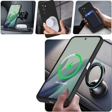 Mabeyn - ile Uyumlu 15 Kılıf Magsafe ile Uyumlu Halkalı Standlı Içi Kadife Yumuşak Renkli Silikon Kapak - Siyah