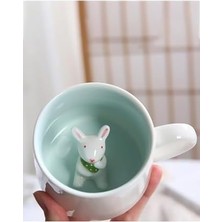Mabeyn Mukko Home 3D Porselen Kupa – Sevimli Tavşan Figürlü, 350 Ml, Eğlenceli ve Şık Tasarım,mavi