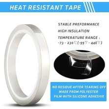 Mabeyn Isıtma Şeridi, 2 Pcs 20MM x 33M Pet Yüksek Isıya Dayanıklı Bant, Süblimasyon Baskı Için Şeffaf Yapışkanlı Rulo, 3D Yazıcı ve Elektronik Devre Koruyucu, Iz Bırakmayan Güçlü Yalıtım Bandı