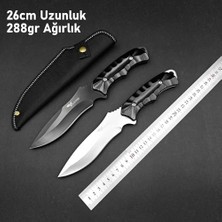 Mabeyn 26 cm Büyük Boy Çelik Sabit Bıçak – Kamp Av Bıçağı + Kılıf Ergonomik Paslanmaz Çelik Siyah
