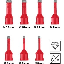 Mabeyn Orijinal M-Case 7 Parça Fayans Delme Ucu Seti (Kuru Kesim Için M14 Bağlantılı, 7 mm Elmas Kaplamalı, Uzun Kullanım Ömrü, Küçük Çaplar Için Soğutma Özelliği, Saklama Kutusu Dahil) - 49500400