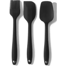 Mabeyn Promosyonca Siyah Silikon Mutfak Aletleri Seti, 2 Spatula ve 1 Fırça, 3 Parça
