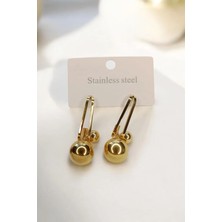 Luna Jewelry Kadın Gold Renk Big Ball Model 316 L Çelik Küpe