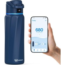 Mabeyn Waterh Boost Yalıtımlı Paslanmaz Çelik Akıllı Su Şişesi, 32 Oz Bluetooth Akıllı Izleyici ve Içki Hatırlatma (Mavi)