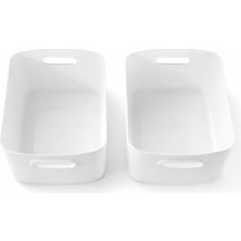 Mabeyn Buzdolabı Düzenleyici Sepet 2’li Set Beyaz Plastik Dolap Içi Organizer Mutfak Raf Düzenleyici