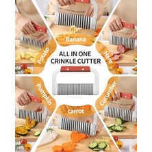 Mabeyn Promosyonca Sebze Meyve Dilimleyici, Dalgalı Kesim, Paslanmaz Çelik Bıçak, Ahşap Saplı, 18.4X12CM