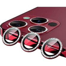 Mabeyn 12 Pro Max ile Uyumlu Taşlı Kamera Lens Koruyucu Çerçeveli Koruyucu Kırmızı