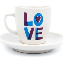 Mabeyn Palto Tasarım Love Krem Türk Kahvesi Fincanı - Hediye Seramik Türk Kahvesi Fincanı
