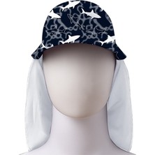 Slipstop Big White Junior Sun Hat Siyah Çocuk Şapka