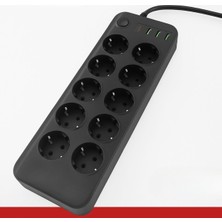 Savarga Akım Korumalı Termal Uzatma Kablosu – 10 Priz, 2 USB ve 2 Type-C Girişli, Güçlü Çoklu Priz (4801)