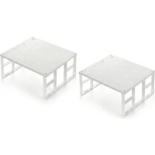 Mabeyn 2'li Dolap Içi Düzenleyici Raf - Mutfak Dolabı ve Tezgah Üstü Raf Yükseltici - Tabak, Bardak ve Baharat Organizeri - Beyaz