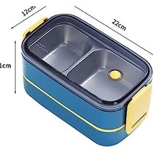 Mabeyn Vagonlife Bento 1400ML Lunchbox Iki Katlı 2 Bölmeli Çelik Sefer Tası Yemek Kutusu (Yeşil)