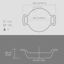 Mabeyn Lava Döküm Yuvarlak Sahan Döküm Demir Yekpare Çift Kulplu ÇAP(Ø)24CM.