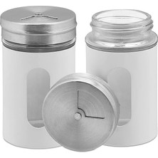 Mabeyn Orret Home 2'li Ayarlanabilir Metal Gövdeli Cam Tuzluk ve Baharatlık Seti - Şık ve Dayanıklı Tasarım, Mutfakta Pratik Kullanım (Beyaz, 14 Cm)