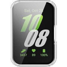 Mabeyn - Galaxy Fit 3 SM-R390 Parlak Kenarlı Ekran Koruyuculu Sert Kasa Koruyucu (Fit 2 ile Uyumlu Değild - Gümüş