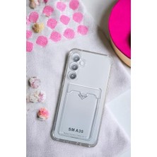 Mabeyn Galaxy A35 Kılıf Kartlıklı Köşe Koruma Tasarımlı Renkli Şeffaf G-Kart Kılıf (Şeffaf)