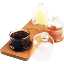 Mabeyn Seyran Ahşap Standlı Reçellik 3lü Reçellik Takımı Kahvaltılık Sosluk