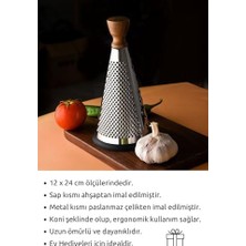 Mabeyn Ahşap Saplı Modern Paslanmaz Çelik Koni Rende 24 x 12 cm