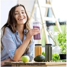 Mabeyn Yenigeldi 1 Adet 480ML (Pipet ve 2 Kapaklı) Cam Bardak, Hava Geçirmez Kapak, Meyve Suyu, Boba, Smoothie,şeffaf