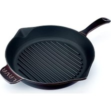 Mabeyn Lava Premium Serisi - Döküm Izgara Tavası, Yuvarlak, 28 Cm, Yekpare Saplı, Emaye, Majolik Mor